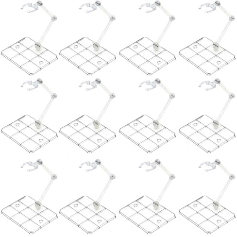 Takelablaze Action Figure Stand Assembly Action Figure Display Holder Base Universal Humanoid Model Support Display Stand Compatible with HG RG SD SHF Gundam 1/144 Toy, 12PCS