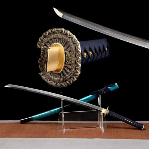 100cm handgefertigtes Katana-Schwerts,Klinge aus Manganstahl und Metallschutz,Scheide aus massivem Holz mit Lack,echtes Samurai-Schwert zur Selbstverteidigung,Maskerade,Kendo-Training,Wohnkultur,Iaido