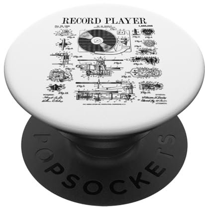 Tourne-disque vinyle vintage verni DJ phonographe PopSockets PopGrip Adhésif