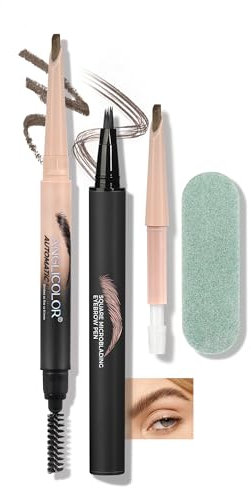 Anglicolor Matita Sopracciglia Completato in 3 minuti, Matita Sopracciglia Microblading Ricambio,Perfette,Riempimento Veloce,Combinato Per Risultati Migliori,Valore 01 Caramel Blonde Set