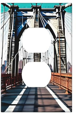Brooklyn Bridge - Cubiertas de tomacorrientes impresas, 1 placa de pared de tamaño estándar, cubiertas de policarbonato de doble salida