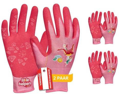 GEBOL Little Helpers Arbeitshandschuhe, 2 Paar, Gr. 5, atmungsaktiv, Kinder | Für Werkstatt, Bau & Industrie, sicherer Halt bei jedem Griff, feines Tastgefühl, angenehme Passform, elastischer Bund