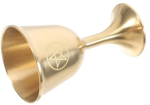 MAGICLULU Gobelet à Vin En Laiton Massif Pentagramme Grand Format, Coupe Rituelle Pour Autel, Gobelet Médiéval Pour Cérémonies Wiccanes, Tarot Et Pratiques Spirituelles