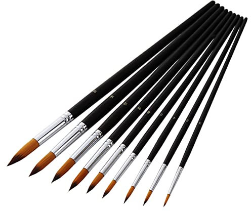 9 x Pinsel-Set, Künstlerpinsel, rund, spitz, schräg, flach, für Acrylmalerei, Öl, Aquarell, Leinwand