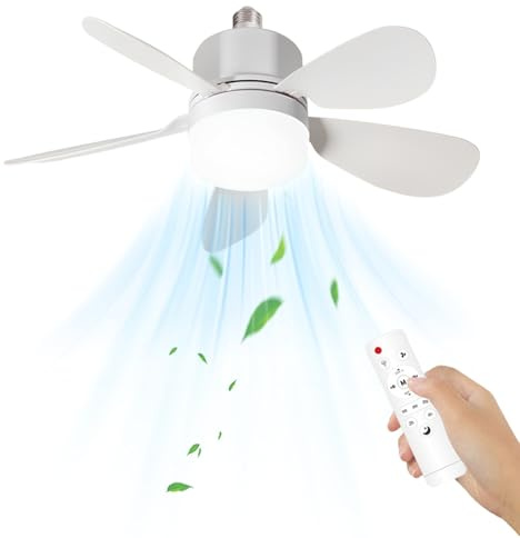 XiXiRan LampadarioVentilatoreCamera da Letto, Ventilatore con Luce e27, Lampadario con Ventola e Telecomando, Lampada Ventola led, Ventilatore da soffitto con Lampada