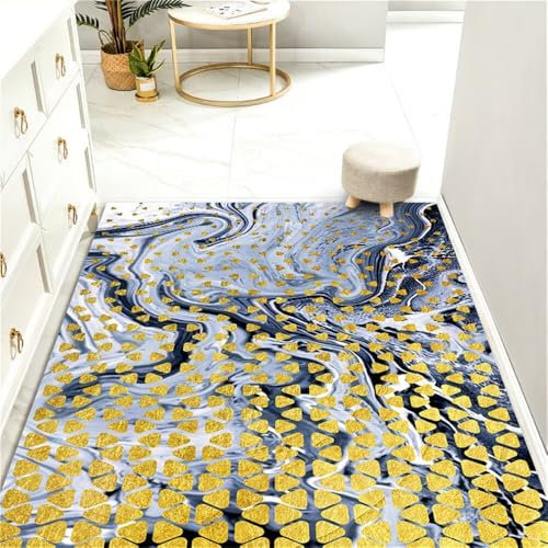 RUGMRZ Tapis pour Cuisine Decoration Chambre Enfant Décoration de Ligne géométrique Gris-Bleu antidérapante Carreaux Ciment 160X230CM