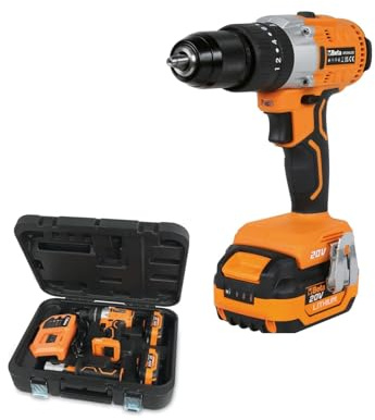 BETA 1972/K20V-13BMC80 – Kit Trapano Avvitatore a Percussione 20V Brushless con 2 Batterie 4 Ah e Caricatore, 80 Nm, Mandrino 13 mm, LED Integrato, Valigetta Rigida