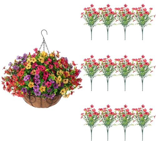 EUWLY Flores colgantes artificiales (rojo)