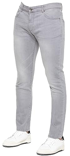 989Zé ENZO Slim Fit Pant Stretch Jeans Pantalones Vaqueros para Hombre EZ325 Gris 38W / 32L
