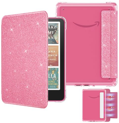 MoKo Magnetische Hülle für Kindle Paperwhite 12. Gen & Colorsoft,GlanzRosa | Abnehmbare,7Kindle Paperwhite 2024, Ultra-durchs.Rücks, kratzfest, Leichtes Schutzhüllend. mit autom. Ein-/Ausschaltfunktion