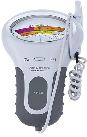 pH-Tester, Professioneller PH-Chlor-Cl2-Level-Meter-Tester mit Sonde for Schwimmbad-Spa PH-Chlor-Meter CL2-Messung für Hydrokultur, Pools