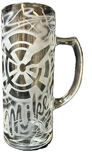Bierkrug 0,3 l mit Gravur Dart Dartlogo und Name personalisiert Glas Krug Bierglas Bierseidel Glaskrug individuell Geschenk Dartspieler Darter