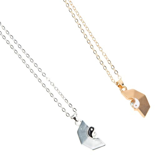 minkissy Magnetic Couples Necklace Matching Silver Chain Pendant Necklace for Valentine's Day
