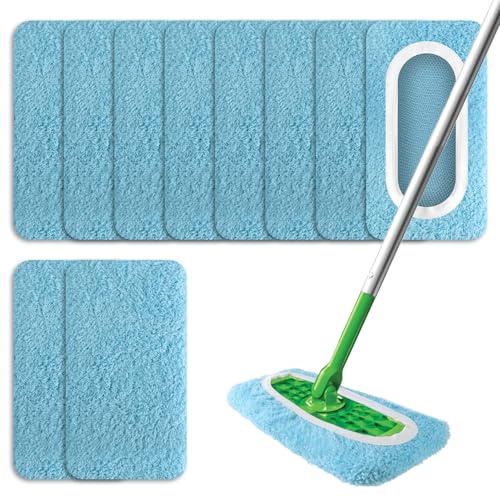 Juego de 10 paños de suelo reutilizables, lavables en húmedo y seco, adecuados para mopas Swiffer, paños de repuesto para la limpieza diaria de suelos duros