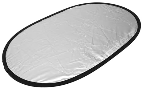 BESPORTBLE Réflecteur Ovale Photo 60x90 Cm Double Face Argenté et Blanc, Diffuseur Lumière Pliable Portable, Accessoire Photographie Extérieur et Studio, Panneau Réflecteur pour Éclairage