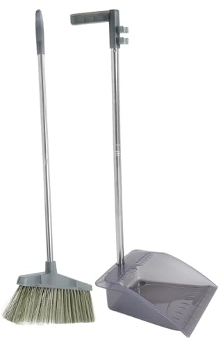 Zerodeko Broom and Dustpan Set for Indoor Home Cleaning Long Handle Dust Pan Broom Tool for Sweeping Kitchen Floors and Collecting Garbage Dustpan