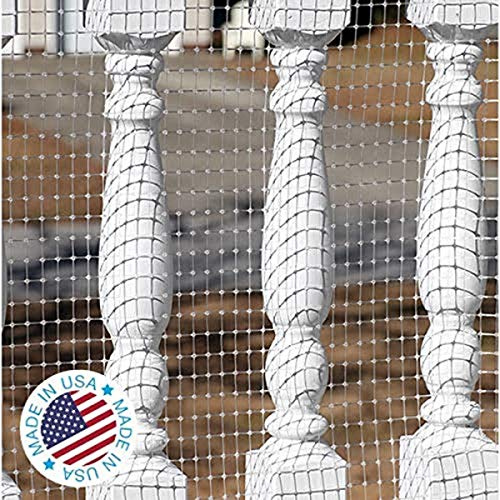 KidKusion Deck Guard | Made in USA | 30’ L x 38” H Clear Net | Outdoor Balcony Stair, Deck Rail Net | Child and Pet Safety | Cat Net | Apartment Railing Screen Guard