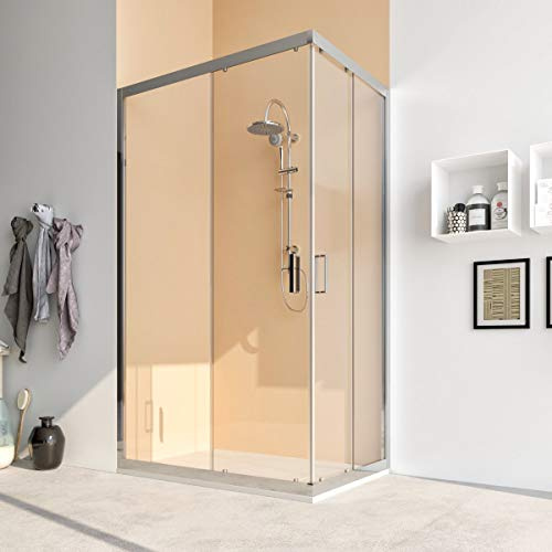 Box doccia cabina angolare 70 75 80 90 100 110 120 140 cm porta scorrevole vetro anticalcare 6mm ACACIA (70x70 cm, Vetro: TRASPARENTE)