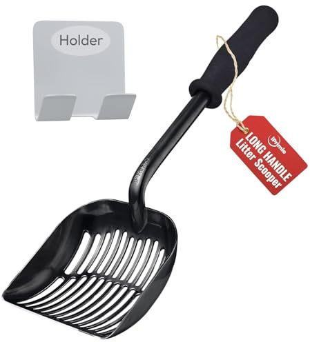 iPrimio Monster Cat Litter Scooper with 17 Inch Long Handle and Soft Grip - Sturdy Extra Large Deep Shovel Scoop - Cat Litter Scoop for Sore Hands - Kitty Litter Box Accessory