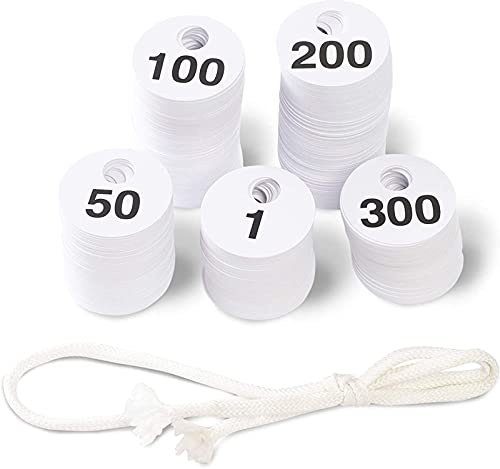 Number Tags - 1.7 in, 600 Pieces, Black, Round - Double-Sided Plastic Hanger Number Tags for Coat Check & Closet Organization