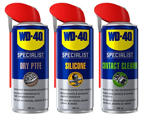 WD-40 441052 Specialist Bundle (1x Dry PTFE Lubricant 400ml, 1x Silicone Lubricant 400ml, 1x Contact Cleaner 400ml)