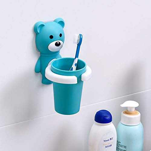 Ubrand Zahnbürstenhalter für Kinder, mit Saugnapf, Cartoon-Bär, zum Aufhängen an der Wand, für Badezimmer, Zahnpasta-Utensilien