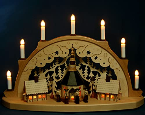 Zeidler Exclusiver Schwibbogen Seiffener Kirche 53cm, innenbeleuchtet - Handwerkskunst aus dem Erzgebirge