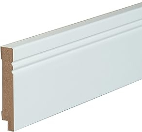 Kosche | Sockelleiste | Avantgarde | Hamburger Profil | MDF Foliert | 19 x 120 x 2500 mm | Weiß | Fußleiste | Hochwertig | Robust | 50 Meter