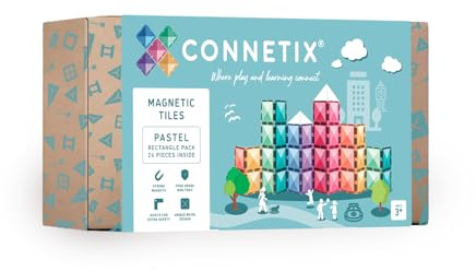 CONNETIX Magnetic Tiles Pastel Rectangle Pack, 24 Pieces