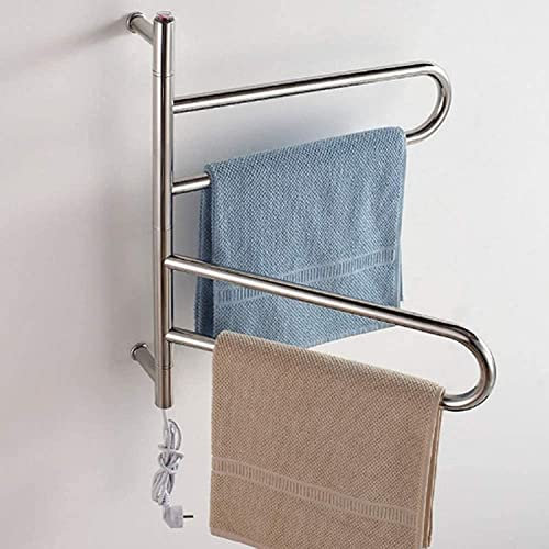 LoJax Intelligente Portasciugamani Elettrico a Temperatura Costante Portasciugamani Domestico da Parete per Bagno, Piccolo Scaldasalviette Riscaldato in Acciaio Inox Ruotabile a 180°