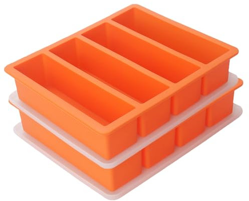 BECOKIT - Molde de silicona para mantequilla con tapas, antiadherente, se adapta al tamaño estándar de mantequilla, ideal para mantequilla, chocolate, barra energética y pastel casero (paquete de 2,