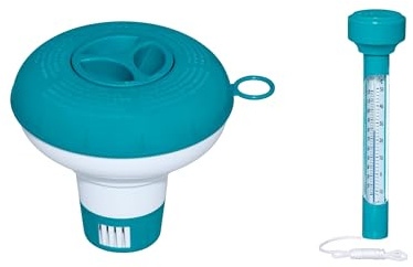 Bestway Flowclear | Dosierschwimmer Thermo-Set | 12,5 cm Ø | schwimmendes Poolthermometer | Einfache Überwachung der Wasserthemeratur | Poolwasser sauber und kristallklar