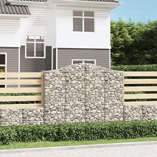 FUDUGEHMIOFWFJJ teichwanne,blumenkasten hoch,Gabione mit Hochbogen 200x50x160/180 cm Verzinktes EisenGeeignet für Garten, Terrasse, Schlafzimmer, Wohnzimmer