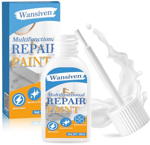 Wansiven Vernice per riparazione smalto, vernice per vasca da bagno bianca, vernice per riparazione bagno per vasca da bagno, piastrelle, radiatori, ceramiche, lavabi, mobili, difetti e graffi, 30 ml