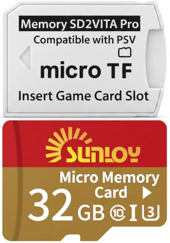 SD2Vita 6.0 PS Vita Memory Card Adapter with 32GB Micro SD Card, High Speed microSDHC UHS-I Flash Memory Card with PSV Micro SD Card Adapter for PSV 1000/2000 PSTV FW 3.60 HENkaku Enso System