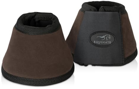 Equinate Fargo Lot de 2 cloches pour sabots recouvertes de daim Marron XXL – Cloches de saut robustes et amortissantes – Protection des sabots pour l'entraînement et les tournois