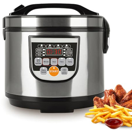 Pentola a pressione Multifunzione 5L, Pentola a Riso, Pentola a pressione in acciaio inossidabile, Display a LED, 700 W, Cooker per Riso, Contenitore Antiadesivo, Multicooker Elettrico