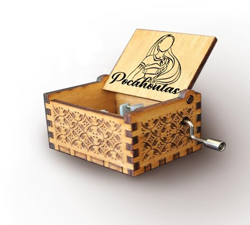 Melodiebox: Pocahontas - Farbenspiel des Winds/Colors of the Wind Holzspieluhr mit Handkurbel Spieluhr Musicbox Hand gekurbelt Neu