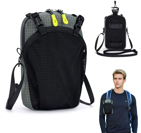 HUSHAX Smartphone Strap Pack With Detachable Shoulder Straps, Running Armband Sport Shoulder Bag, Waterproof Outdoor Camping Backpack Arm Bag For Sports Hiking Camping, Light Gray, Only 80g
