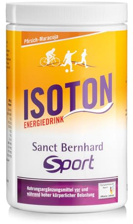 Sanct Bernhard Sport Isoton-Energiedrink Pfirsich-Maracuja | 900 g | Elektrolyt-Getränk mit Kohlenhydraten | Laktosefrei & glutenfrei | Vegan | Deutsche Produktion & laborgeprüft