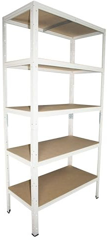 Shelf Creations BASIC Schwerlastregal 180x120x60cm weiß 5 Böden Steckregal Kellerregal Lagerregal Werkstattregal Archivregal Haushaltsregal Ordnerregal Metallregal Garagenregal Fachbodenregal