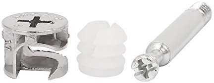 Flyshop 3 in 1 Furniture Cabinet Connector, 15 x 12mm Cam Lock Fitting with 6mm Dia 35mm Length Dowel and Opening Nut, 10 Sets