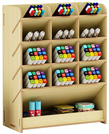 Hggzeg Stifthalter Aufbewahrungsbox aus Holz, multifunktionaler Schreibtisch-Organizer für Zuhause, Büro und Schule White Maple | Schreibtisch-Aufbewahrungsbox, Selbstmontage, Desktop-Schreibwaren Stifthalter Box für Zuhause, Büro und Schule