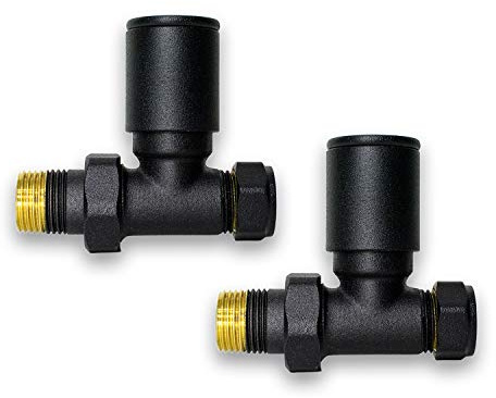 Companyblue Towel Rail Rad Radiator Manual Valve (Black Straight Valves)