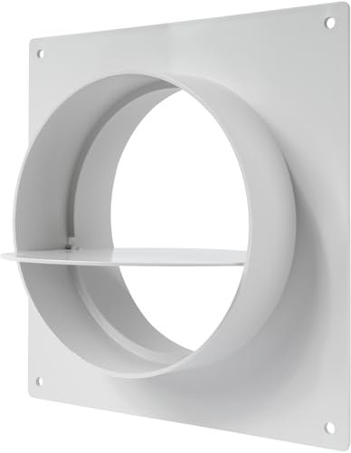 Vent Systems 125 mm / 5 Inch - Air Vent Duct Connector Flange - Plastic Ventilation Pipe with Valve - Ducting Connector for Round Flexible or Straight Pipes, Ventilation System HVAC