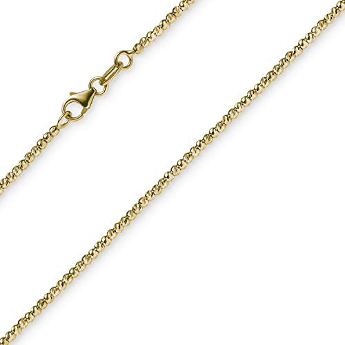 1,8mm Kette Collier Kugelkette diamantiert aus 585 Gold Gelbgold 42cm
