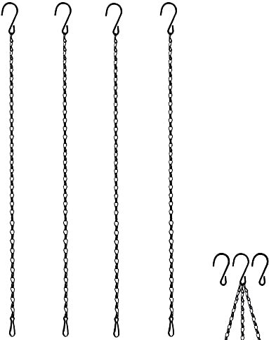 [4 Pack] 90 cm Chaîne de Suspension, Chaîne en Métal de Suspension Plante Panier Pot de Fleurs, Porte Plantes Intérieur Ou Extérieur Suspension Plante Macramé Cintre Décoration du Jardin - Noir