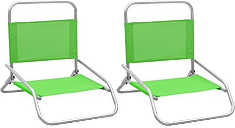 vidaXL 2X Strandstuhl Klappbar Klappstuhl Campingstuhl Faltstuhl Stuhl Stühle Gartenstuhl Anglerstuhl Strandstühle Outdoor Grün Stoff
