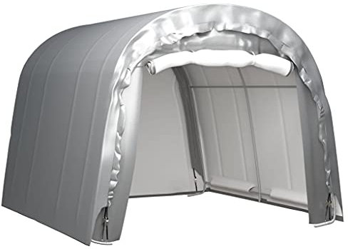 vidaXL Lagerzelt UV-beständig Industriezelt Zelthalle Weidezelt Zelt Zeltgarage Foliengarage Lagerhalle Unterstand 300x300cm Stahl Grau