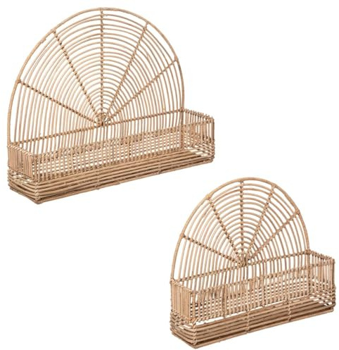 Atmosphera Wandregal Wonder, Rattan, 2 Stück